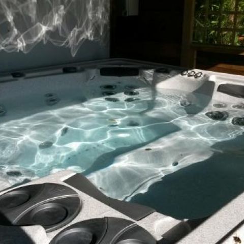 Have a soak in the farm's 8 person hot tub