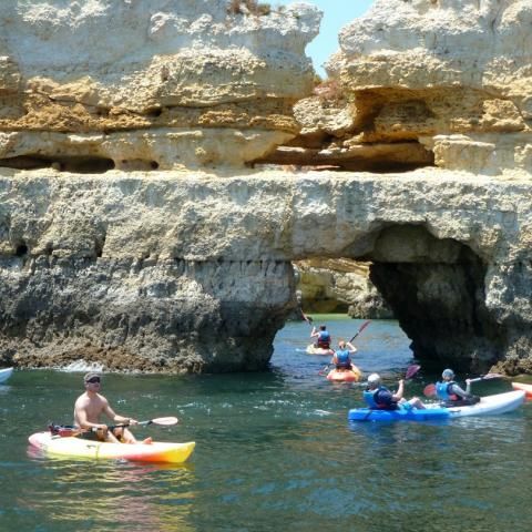 Exploring the many caves along the coast.