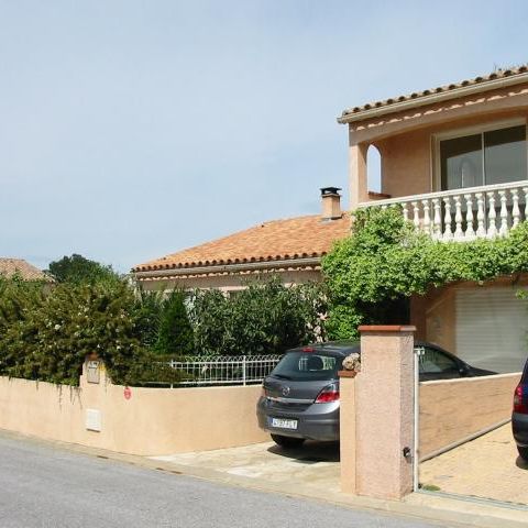 Front of house, balcony, parking and enclosed garden