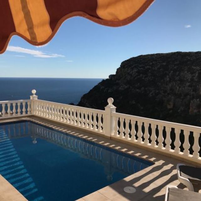 Looking across the heated pool to The Med